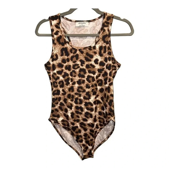 Zenana Outfitters Tops - NWT Zenana Brown Cheetah Print Body Suit